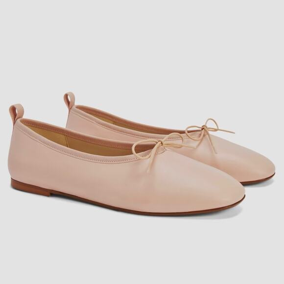 EVERLANE The Italian Leather Day Ballet Flat in Pale Pink Slip On Bow Size 6 - Picture 2 of 11